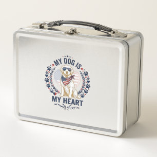 Lunch Box Chien est cœur drapeau américain lunettes de solei