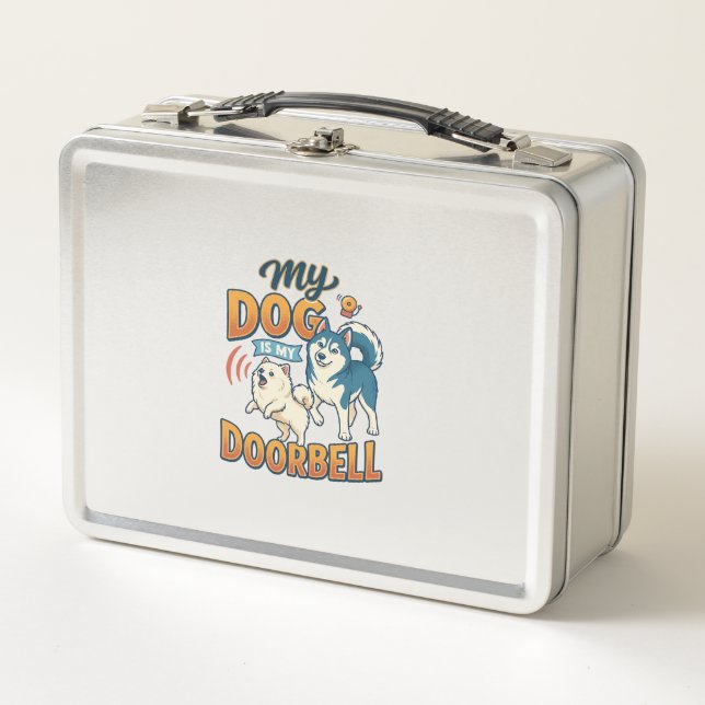Lunch Box Chien Est Sonnette Aboie Blanc Bleu_1 (Devant)