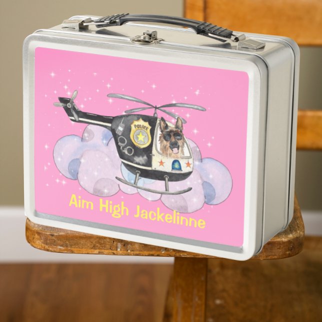 Lunch Box Chien K9 de police mignon sur hélicoptère (Créateur téléchargé)