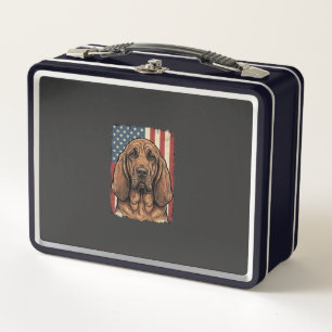 Lunch Box Chien Limier Patriotique Drapeau Américain Art_1