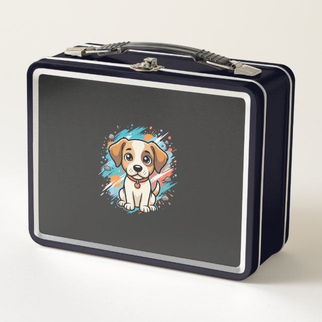 Lunch Box Chien mignon éclaboussure de peinture Art vectorie (Devant)