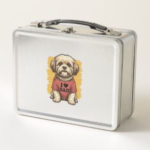 Lunch Box Chien Mignon J'Aime Papa Gravure Vintage Vector De
