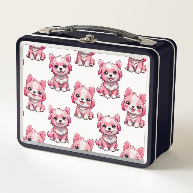 Lunch Box Chien rose Motif design - blanc (Devant)