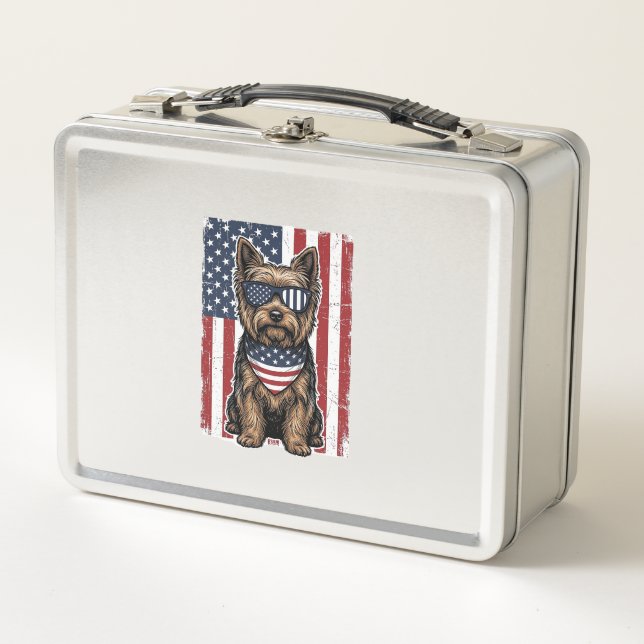 Lunch Box Chien Terrier Patriotique Dessin Vectoriel Drapeau (Devant)