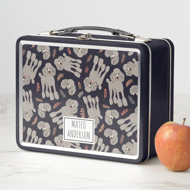 Lunch Box Chiens mignons avec plantes Nom personnalisé (En situation)