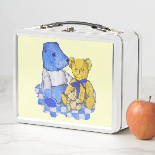 Lunch Box chiffon de pique-nique à chèque bleu avec trois no