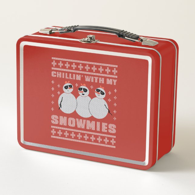 Lunch Box Chillin avec mes neiges Noël laide Sweat Qu (Devant)