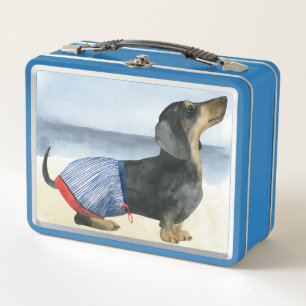 Lunch Box Chiot du hot-dog   dans des troncs de natation