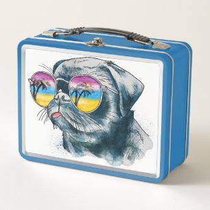Lunch Box Chiot tropical d'aquarelle