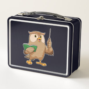 Lunch Box Chouette comme enseignant avec livre et pointeur