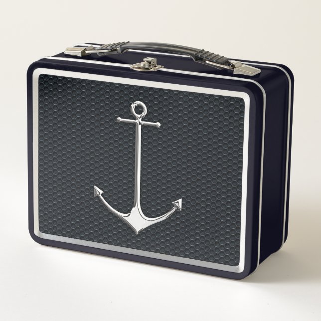 Lunch Box Chrome Ancre sur Honeycombs Style de vie nautique (Devant)