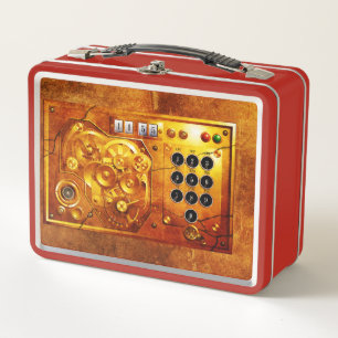 Lunch Box Cinq heures sur 12 horloge Steampunk Grunge Case-M