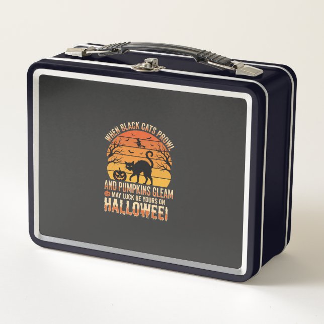 Lunch Box Citrouille Chat Noir Halloween Design Vectoriel (Devant)