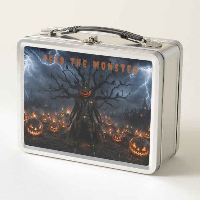Lunch Box Citrouille de sheriff cowboy d'Halloween effrayant (Devant)
