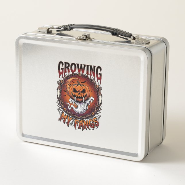 Lunch Box Citrouille de vampire aux crocs croissants Chauves (Devant)