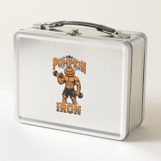 Lunch Box Citrouille Fer Vintage Bodybuilder Halloween Desig (Devant)