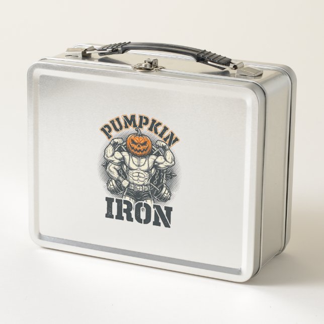 Lunch Box Citrouille Fer Vintage Bodybuilding Design Hallowe (Devant)