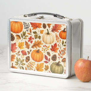 Lunch Box Citrouilles aquarelles d'automne, feuilles d'autom