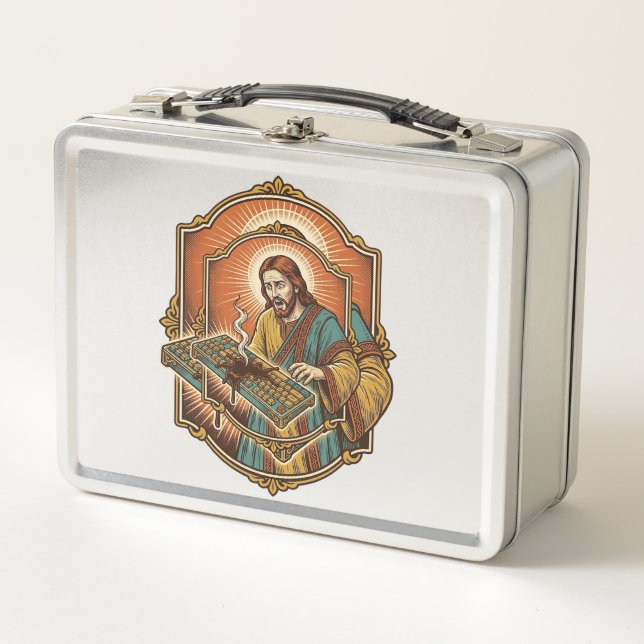 Lunch Box Clavier Mécanique Jésus Café Renversé Technologie  (Devant)