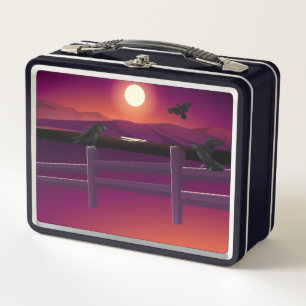 Lunch Box Clôture d'oiseaux Lune et Corbeaux volants 