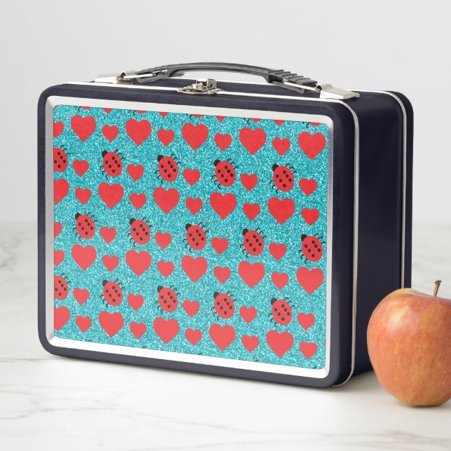 Lunch Box Coccinelles Insecte Chanceux Cœurs Rouges Points N (En situation)