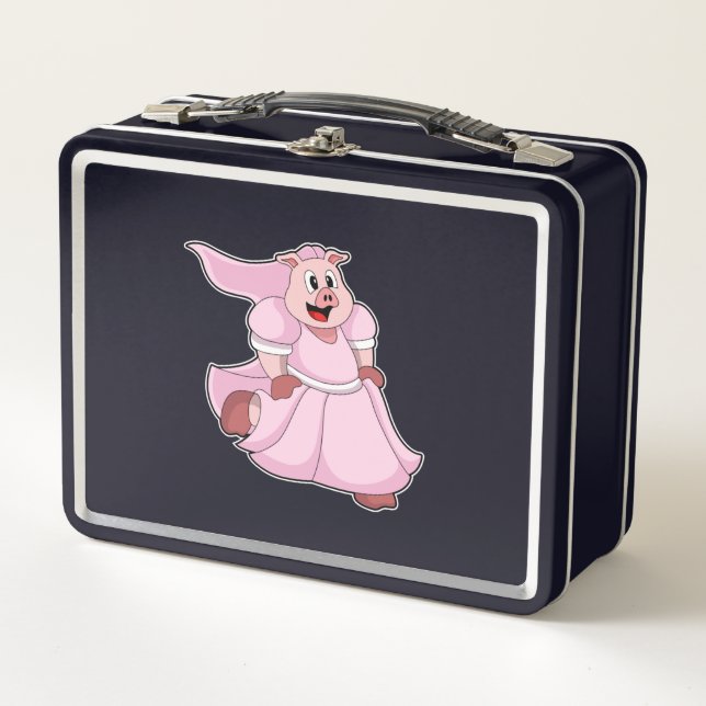 Lunch Box Cochon en mariée avec robe de mariée (Devant)