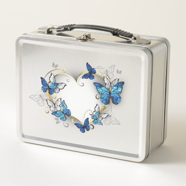 Lunch Box Coeur bijoux avec papillons Morpho (Devant)