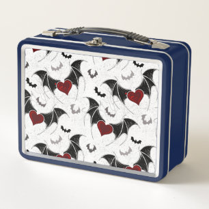 Lunch Box Coeur d'Halloween avec ailes de chauve-souris noir