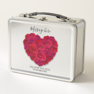 Lunch Box Cœur Floral Romantique Rose Rouge Texte Personnali