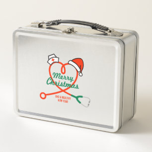 Lunch Box Coeur stéthoscope avec chapeau de Santa