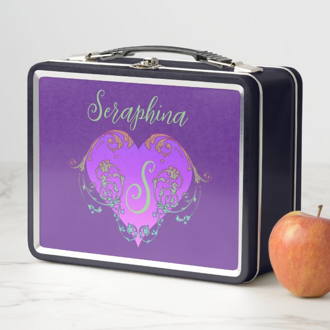 Lunch Box Coeur Whimsical personnalisé (En situation)