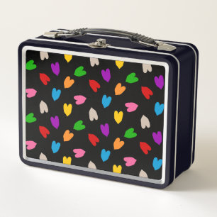 Lunch Box Cœurs Amour Colorés Motif Design Noir