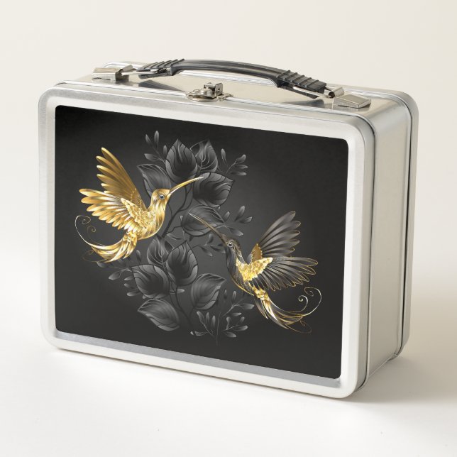 Lunch Box Colibri noir et or (Devant)