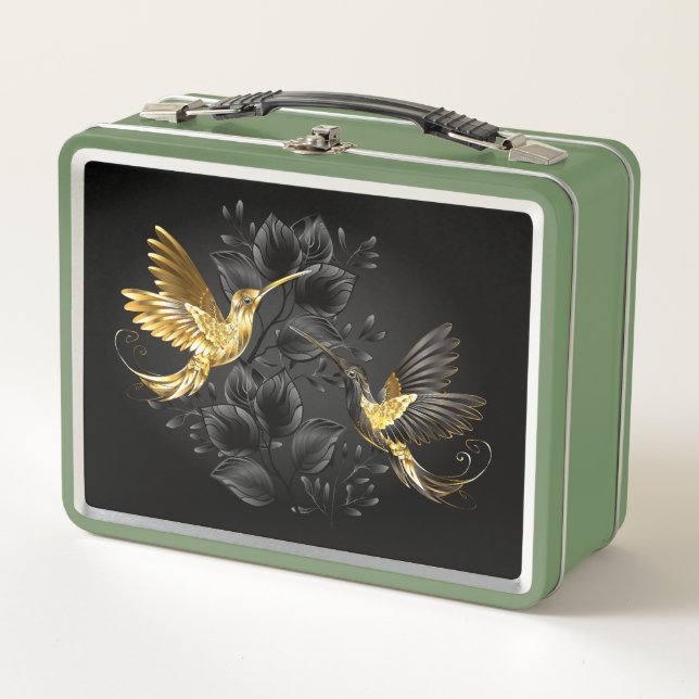Lunch Box Colibri noir et or (Devant)