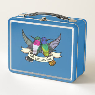 Lunch Box Colibris mignons Ajoutez votre propre texte Ruban