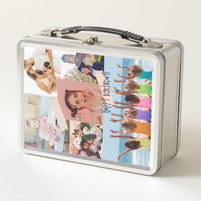 Lunch Box Collage photo moderne Joyeux anniversaire mignon (Devant)