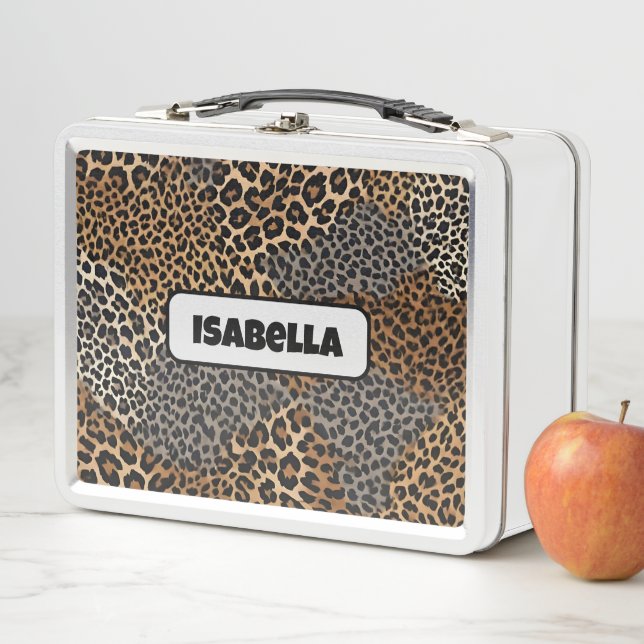 Lunch Box Collection moderne de luxe blanc léopard élégant (En situation)