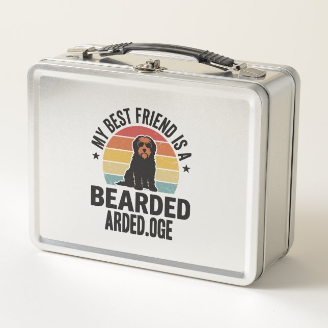Lunch Box Colley barbu Design pour amateur de chiens Coucher (Devant)