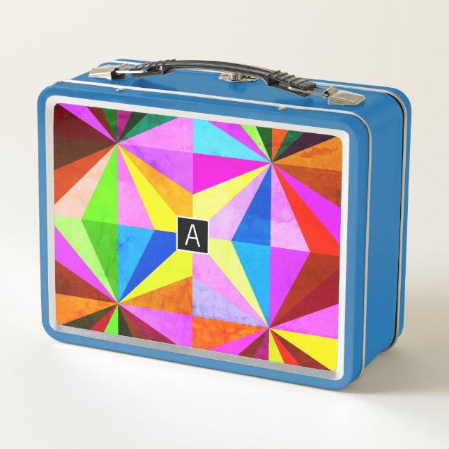 Lunch Box Coloré Moderne Multi-Coloré Géométrique | Monogram (Dos)