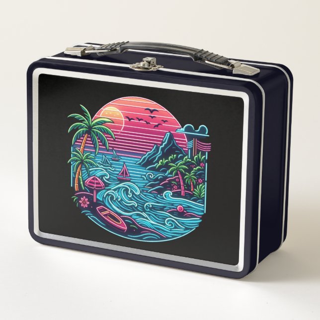 Lunch Box Coloré. néon tropical/hawaïen (Devant)