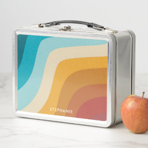 Lunch Box Coloré Retro Rainbow Waves Personnalisé