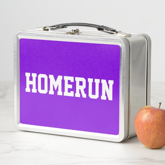 Lunch Box Colorful Bright Purple Bold White HOMERUN Text  (En situation)