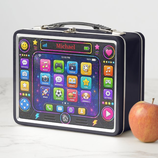 Lunch Box Colorful Smartphone App Screen Tech Interface (En situation)