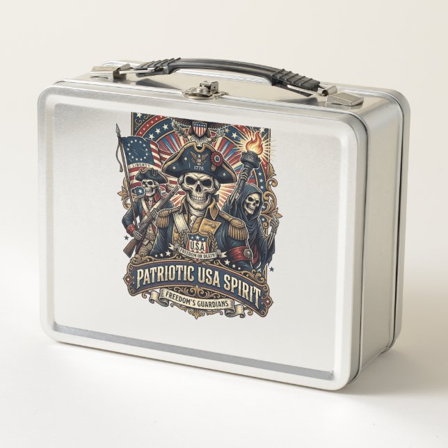 Lunch Box Commandant crâne colonial patriotique sombre Sk (Devant)