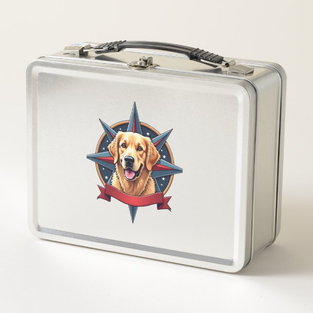 Lunch Box Compas étoilé patriotique du Golden Retriever Tee  (Devant)