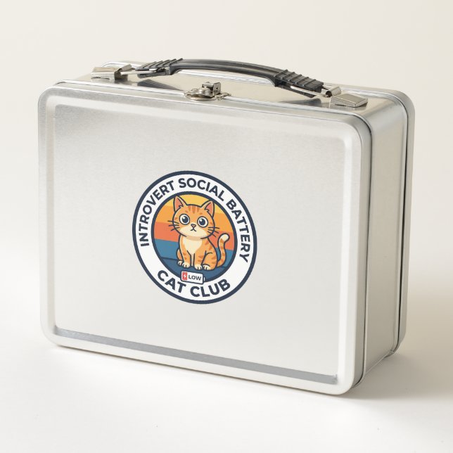 Lunch Box Conception de chat de batterie sociale introverti  (Devant)