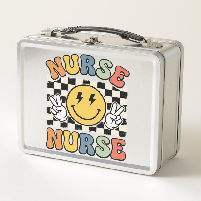 Lunch Box Conception de chemise à carreaux Smiley d'infirmiè (Devant)