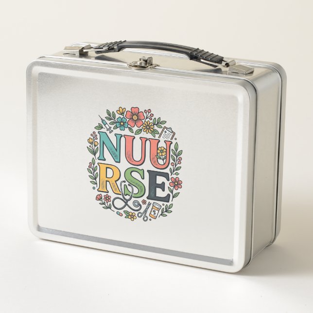 Lunch Box Conception de chemise d'infirmière florale Art méd (Devant)