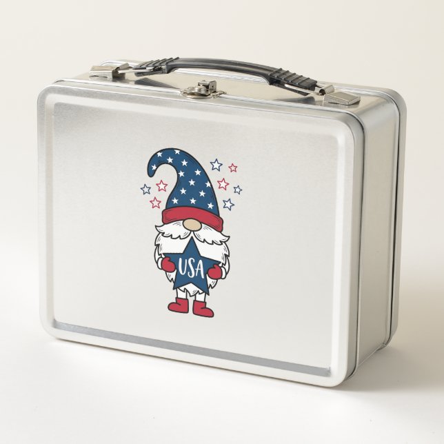 Lunch Box Conception de chemise vectorielle étoile USA Gnome (Devant)