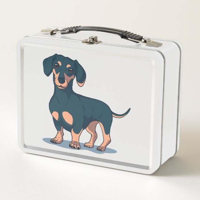 Lunch Box Conception de chien teckel noir cool (Devant)